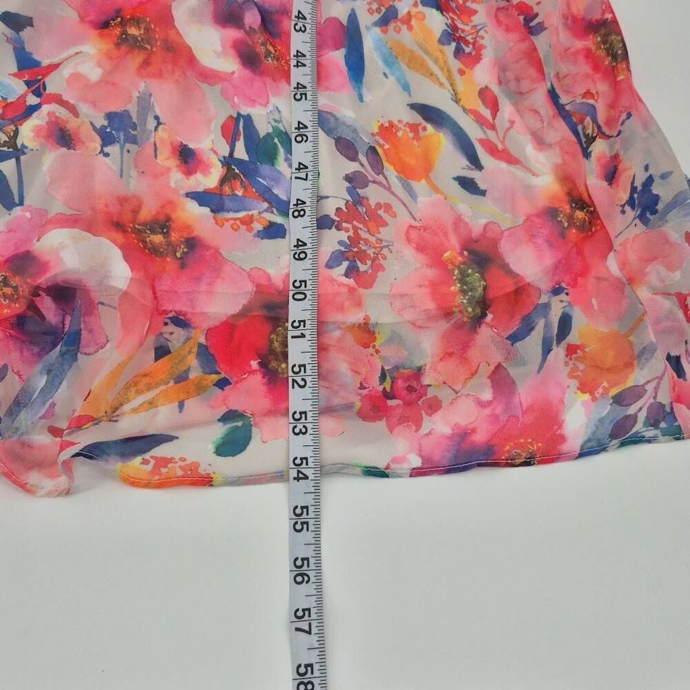 Adrianna Papell Floral Chiffon Maxi Dress Twist Front Size 14 - Picture 8 of 10